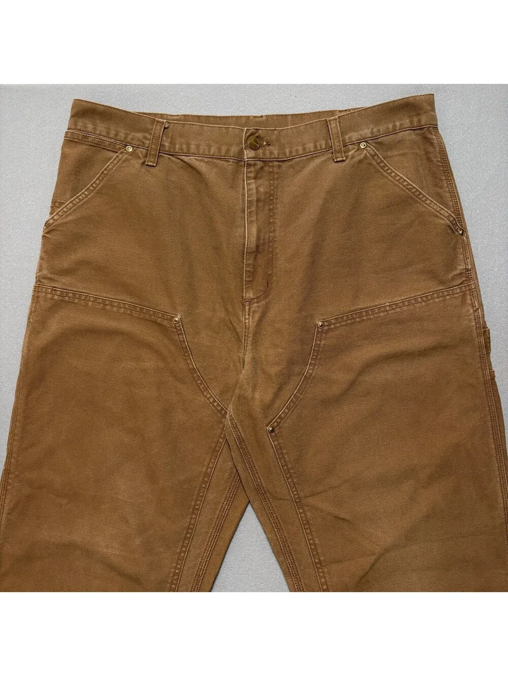 VTG 90's Carhartt Double Knee Duck Canvas Workwear Pants Men's 36x32 Brown